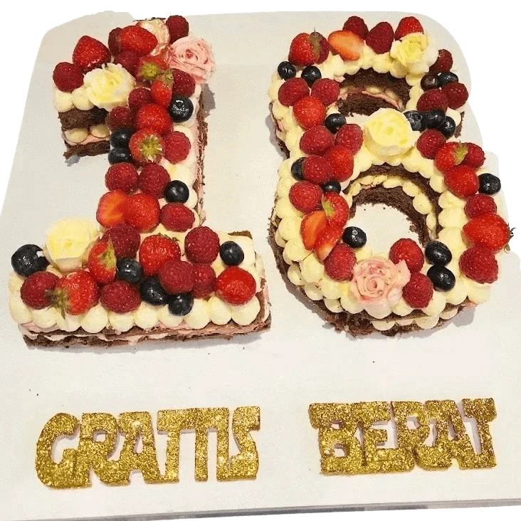 Siffertårta med färska bär Mintarta